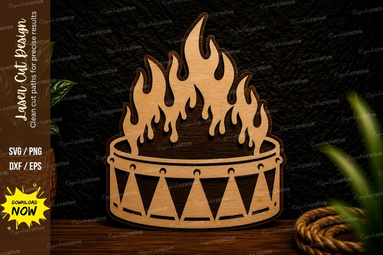 Burning Drum Ornament Laser Cut Svg Design burning drum svg,