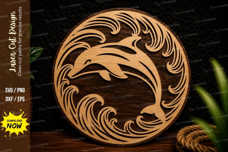 Dolphin Ocean Wave Laser Cut Svg Design dolphin wave svg
