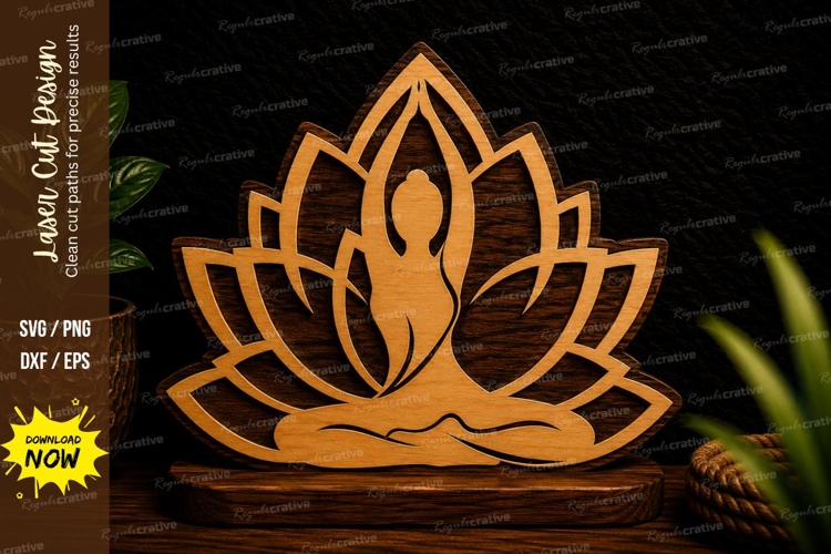 Lotus Yoga Meditation Laser Cut Svg Design lotus yoga svg,