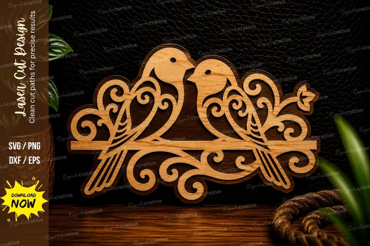 Love Birds Scrollwork Laser Cut Svg Design love birds svg,