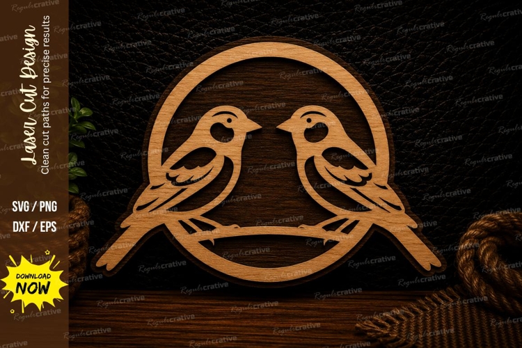 Songbird Couple Circle Laser Cut Svg Design songbird couple