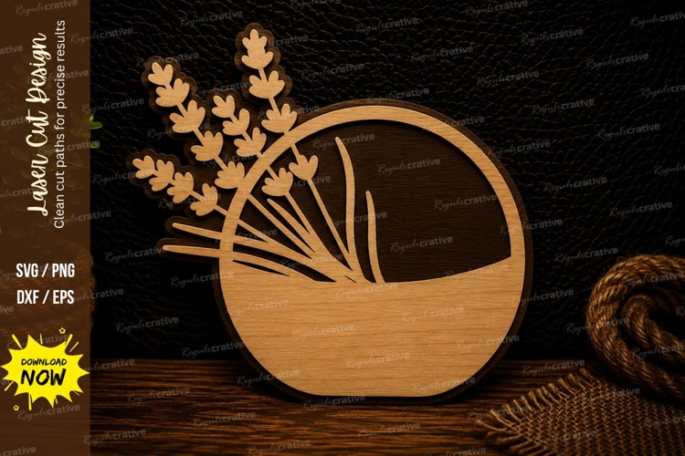 Lavender Floral Circle Laser Cut Svg Design lavender svg