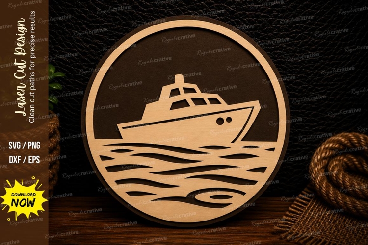 Motor Yacht Circle Laser Cut Svg Design motor yacht svg, lux