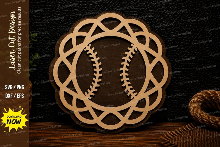 Baseball Mandala Circle Laser Cut Svg Design baseball mandal