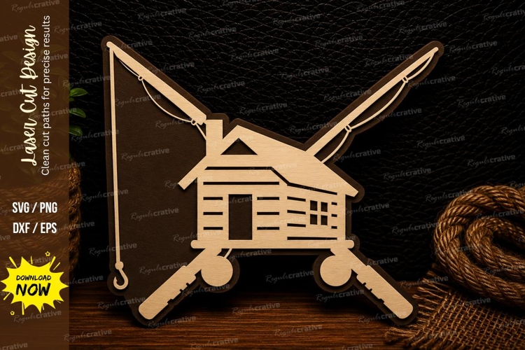 Crossed Oars Cabin Laser Cut Svg Design cabin svg, crossed