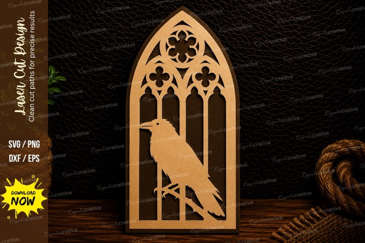 Gothic Bird Window Laser Cut Svg Design bird window svg, got