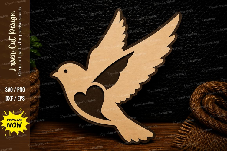 Flying Dove Heart Laser Cut Svg Design dove svg, flying bird