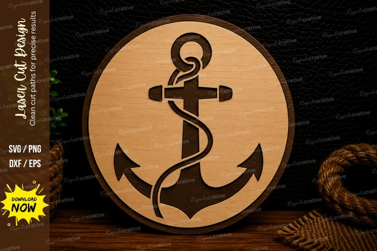 Nautical Anchor Circle Laser Cut Svg Design anchor svg, naut