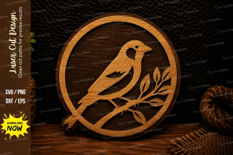Songbird Circle Frame Laser Cut Svg Design songbird svg, bir
