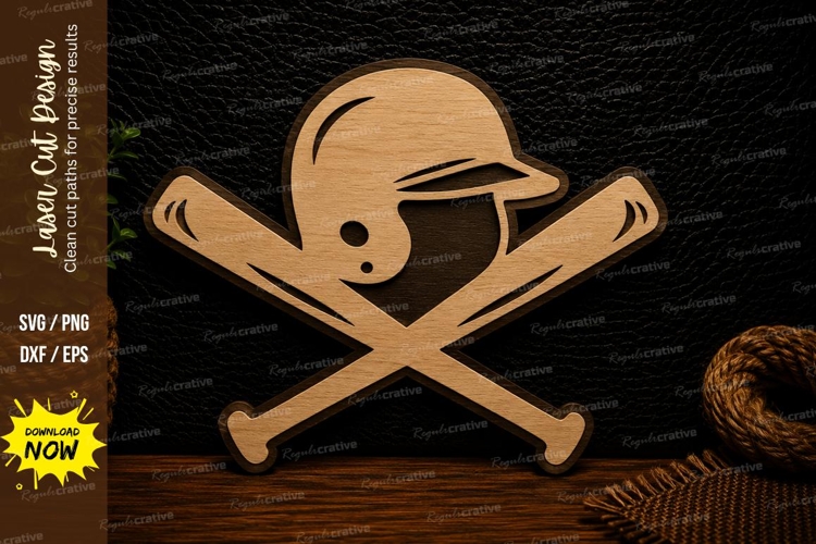 Baseball Skull Crossbones Laser Cut Svg Design baseball skul