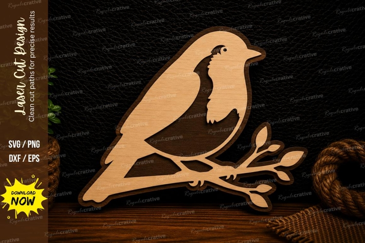 Perched Songbird Branch Laser Cut Svg Design songbird branch