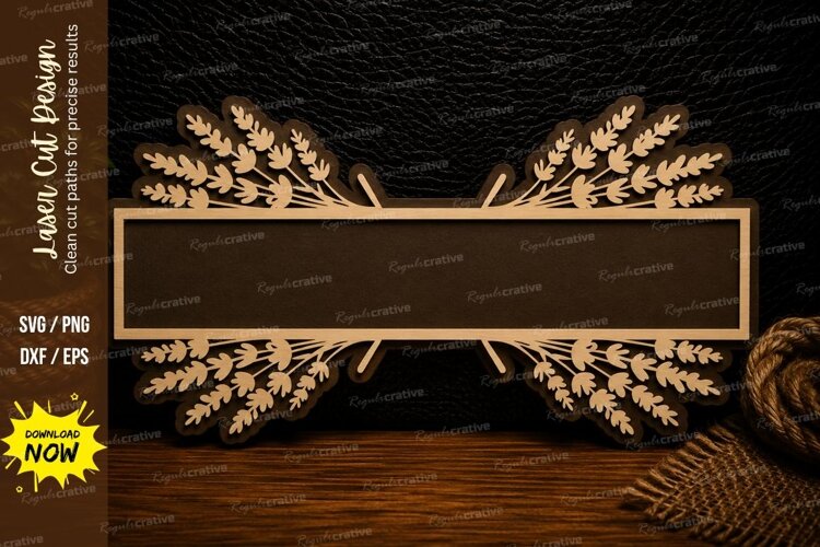 Lavender Name Plate Laser Cut Svg Design lavender frame svg, example image 1