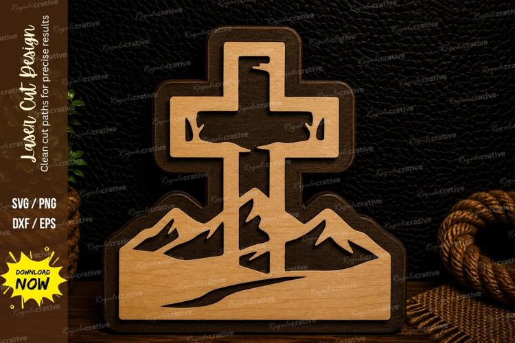 Mountain Cross Faith Laser Cut Svg Design cross svg, mountai