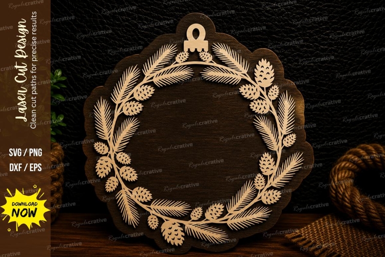 Pinecone Wreath Laser Cut Svg Design pinecone wreath svg,