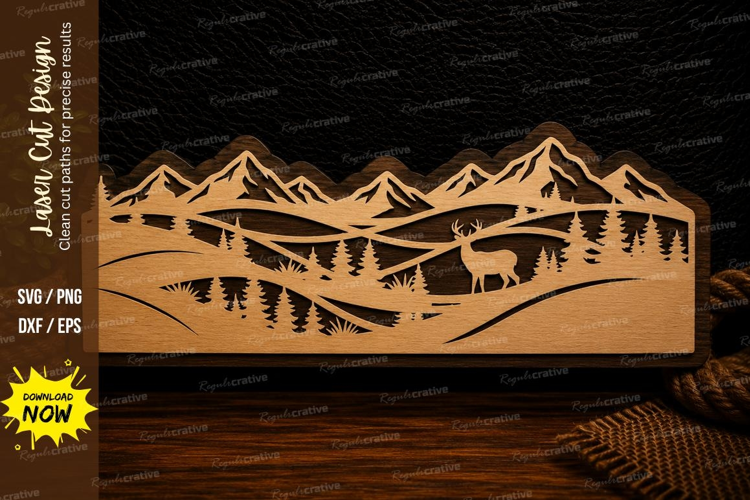 Mountain Forest Landscape Laser Cut Svg Design mountain land