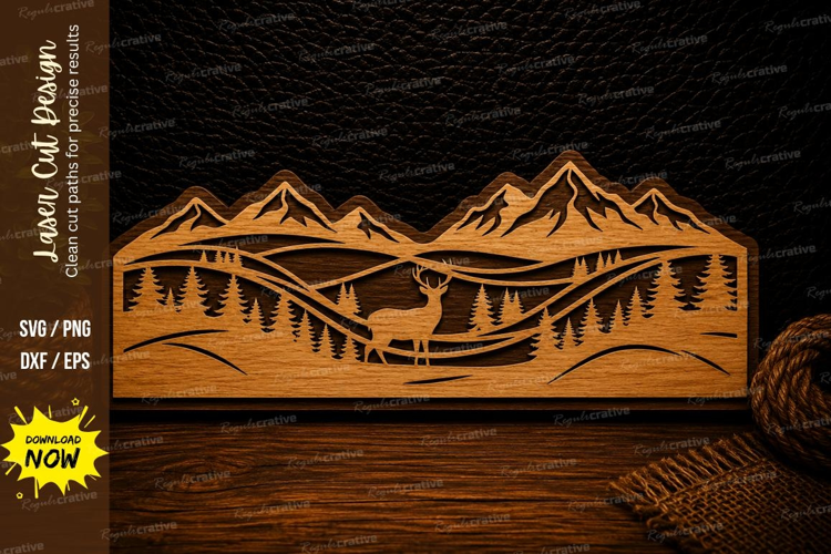 Mountain Elk Landscape Laser Cut Svg Design elk landscape sv