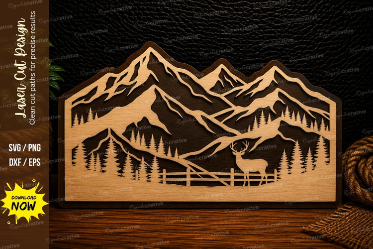Mountain Fence Landscape Laser Cut Svg Design mountain lands