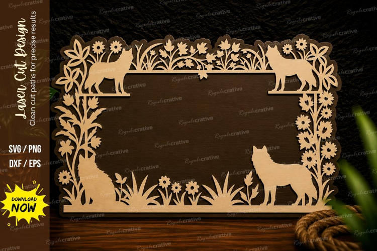Wildlife Floral Frame Laser Cut Svg Design wildlife frame