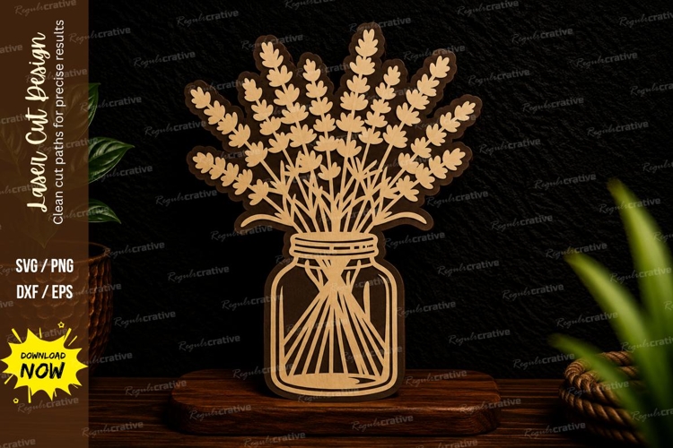 Lavender Mason Jar Laser Cut Svg Design lavender jar svg, ma