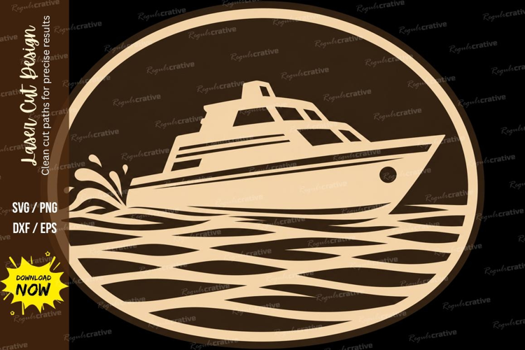Yacht On Water Laser Cut Svg Design yacht svg, luxury boat