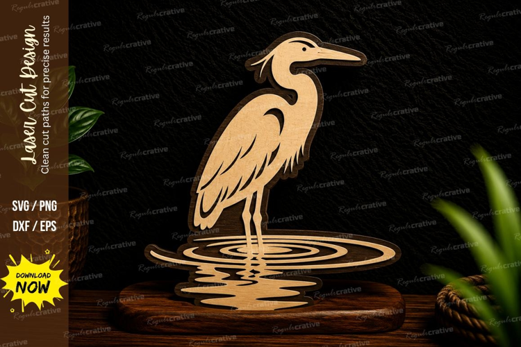 Heron Water Bird Laser Cut Svg Design heron svg, water bird