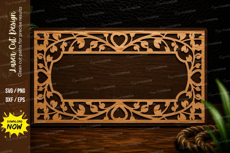 Elegant Heart Border Name Frame Laser Cut SVG Design heart