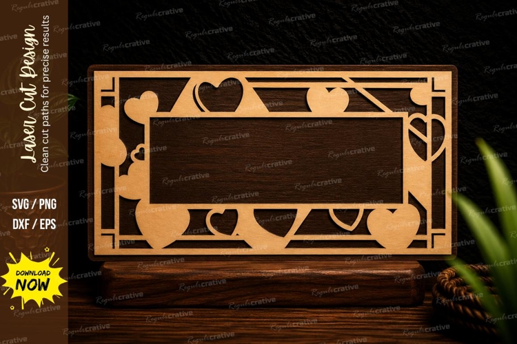 Heart Border Name Plate Laser Cut SVG Design heart frame svg