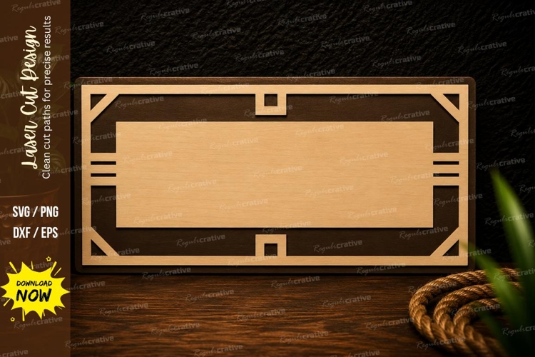 Modern Geometric Name Plate Laser Cut SVG Design geometric