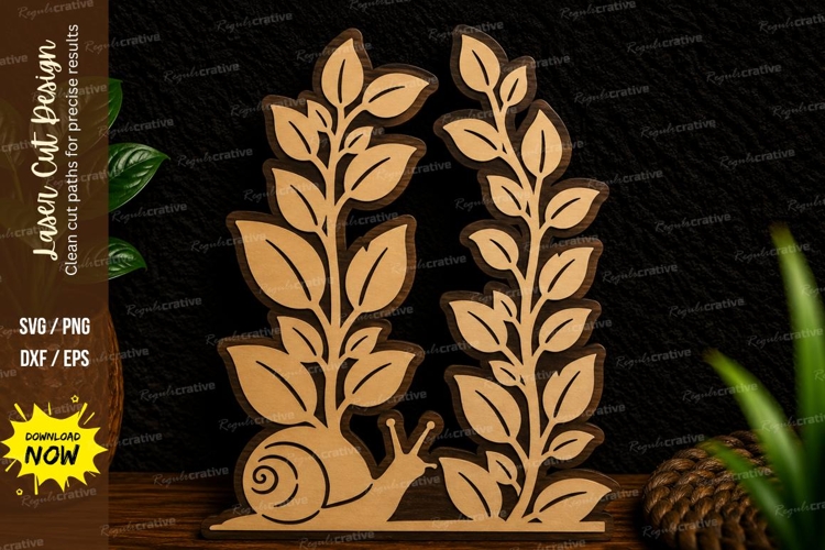 Snail and Leaf Garden Laser Cut SVG Design snail svg, garden