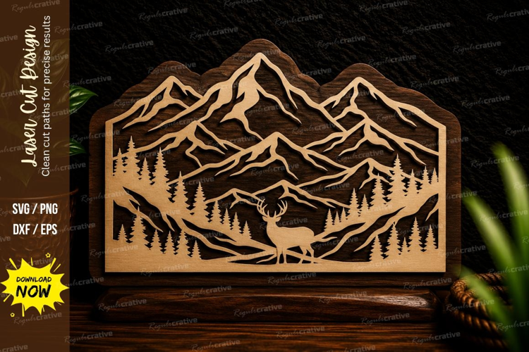 Mountain Forest Landscape Laser Cut SVG Design mountain land