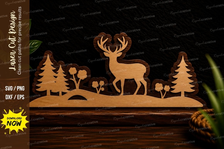 Deer Forest Silhouette Laser Cut SVG Design deer silhouette