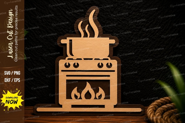 Cozy Fireplace Kitchen Stove Laser Cut SVG Design fireplace