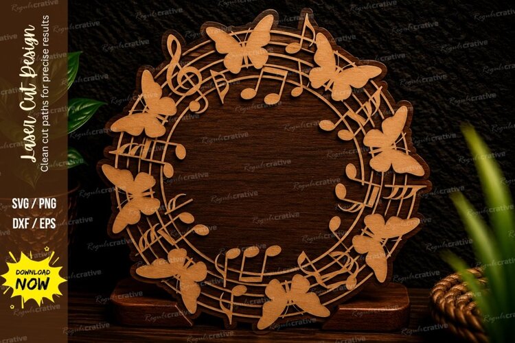 Butterfly Floral Wreath Laser Cut SVG Design butterfly wreat example image 1