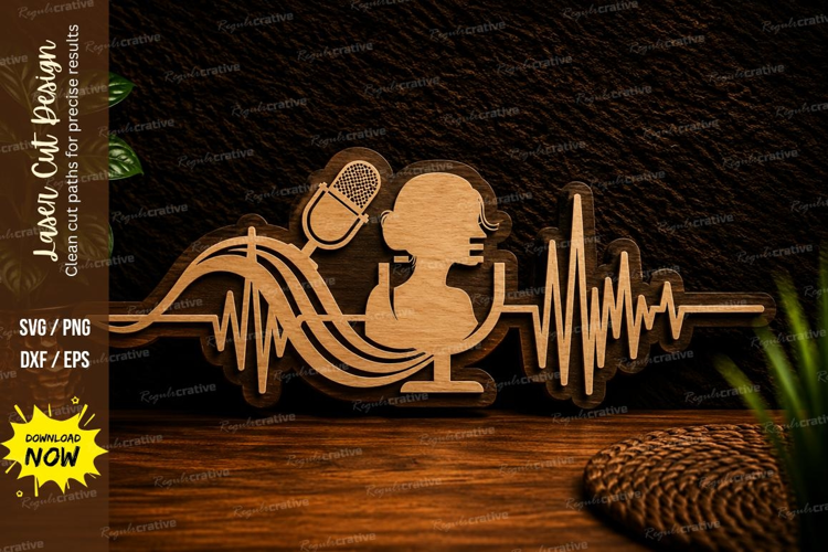 Podcast Microphone Audio Wave Laser Cut SVG Design podcast