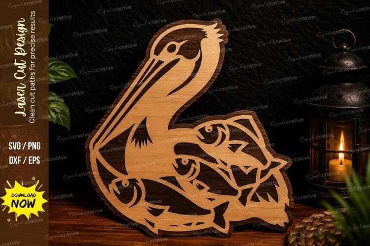 Pelican Coastal Bird Laser Cut SVG Design pelican svg, coast example image 1