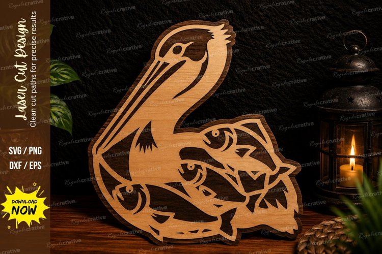 Pelican Coastal Bird Laser Cut SVG Design pelican svg, coast