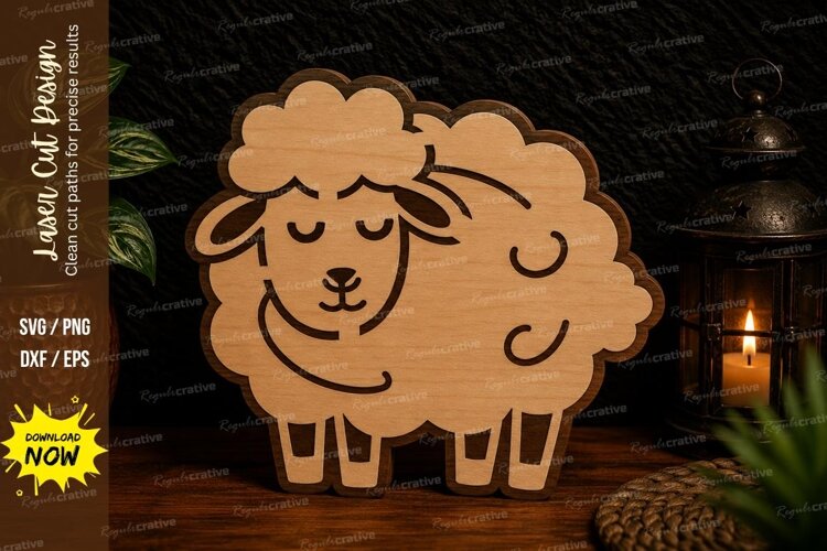 Cute Sleeping Sheep Laser Cut SVG Design cute sheep svg example image 1