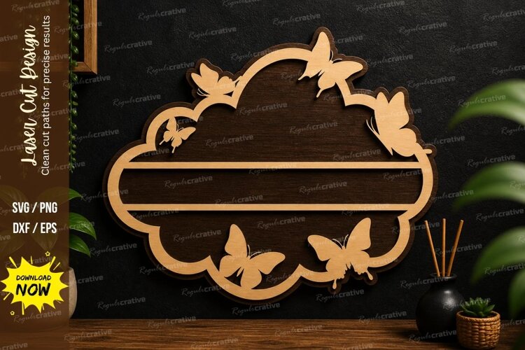 Butterfly Name Frame Laser Cut, butterfly name frame laser example image 1