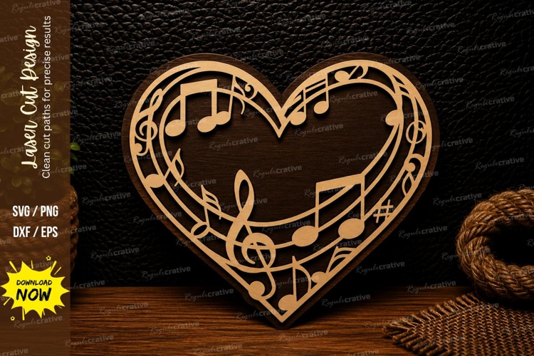 Music Heart Laser Cut SVG Design music heart svg, musical
