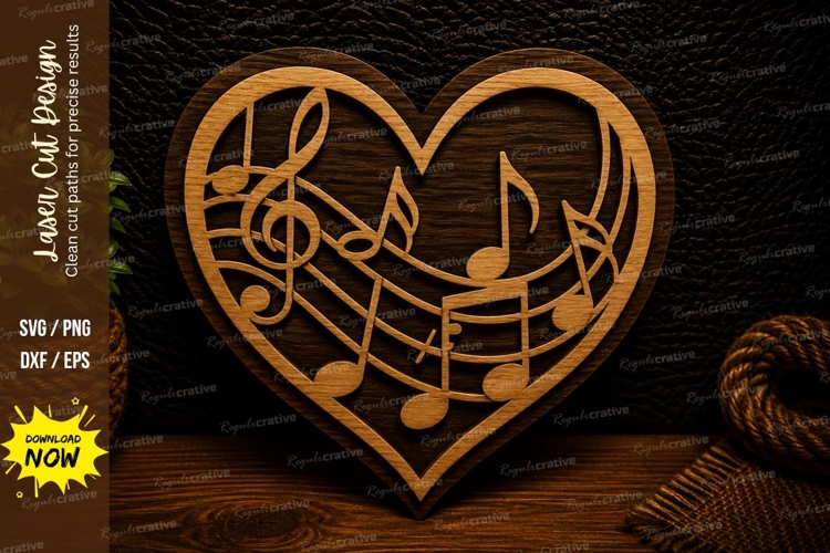 Treble Clef Heart Laser Cut SVG Design treble clef heart svg