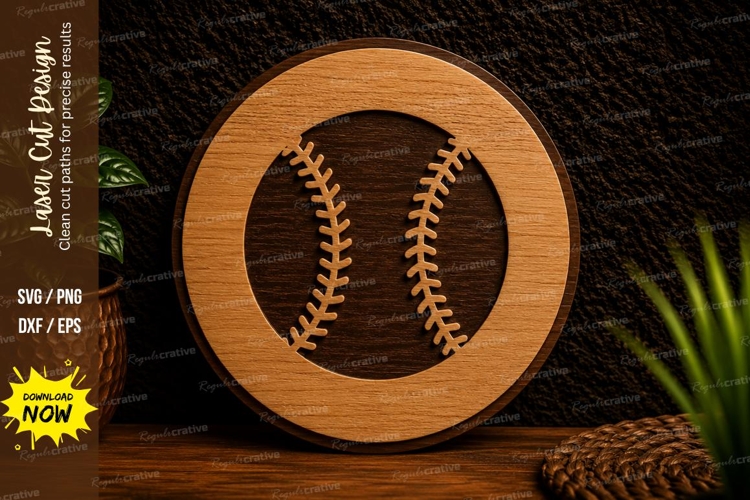 Baseball Monogram Circle Laser Cut SVG Design baseball svg,