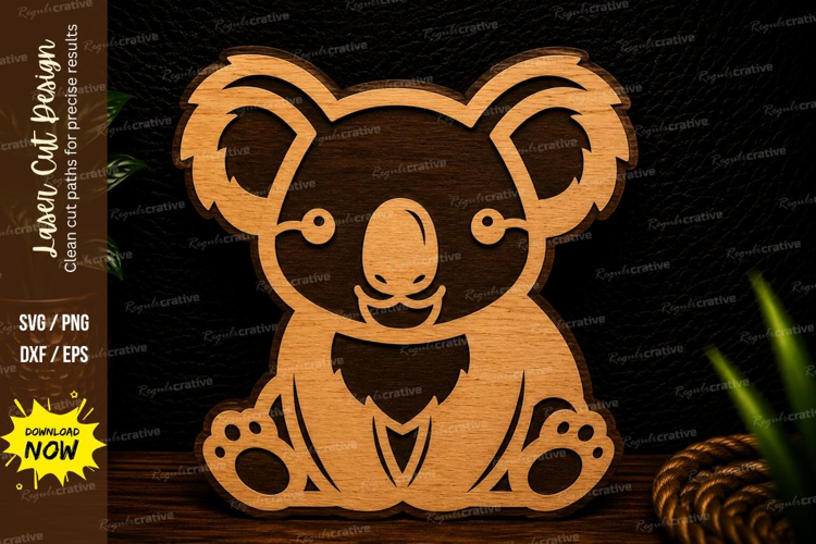Cute Sitting Koala Laser Cut SVG Design koala svg, cute koal