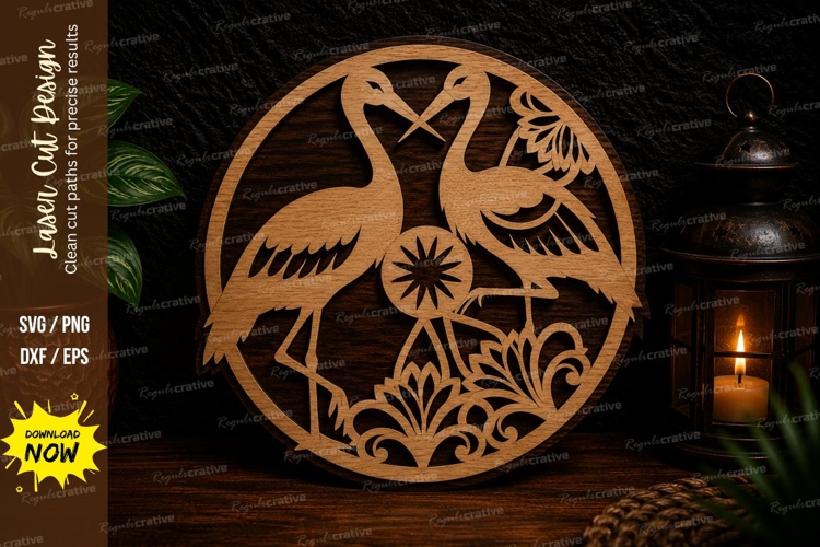 Flamingo Tropical Circle Laser Cut SVG Design flamingo svg,