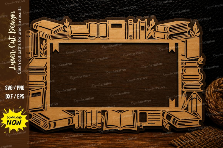 Books and School Supplies Frame Laser Cut SVG Design school