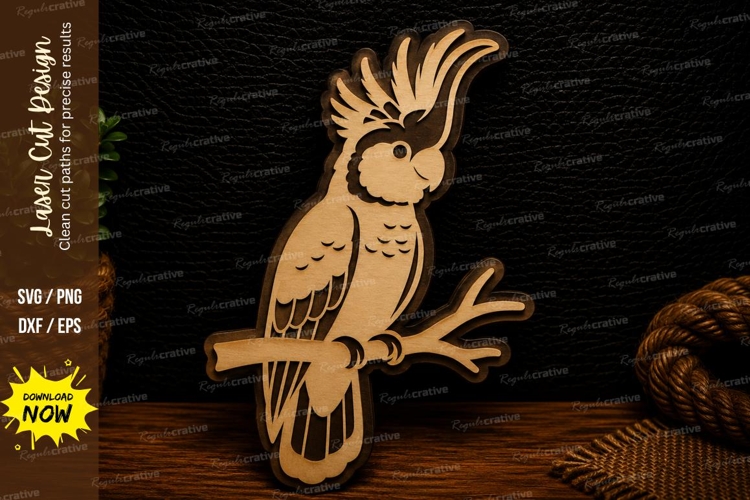 Cockatoo on Branch Laser Cut SVG Design cockatoo svg, cockat