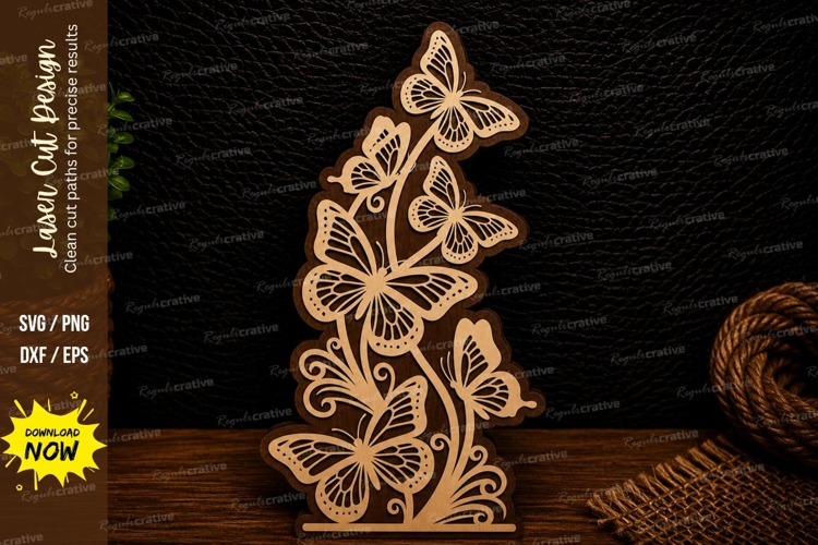 Butterfly Floral Vine Laser Cut SVG Design butterfly vine