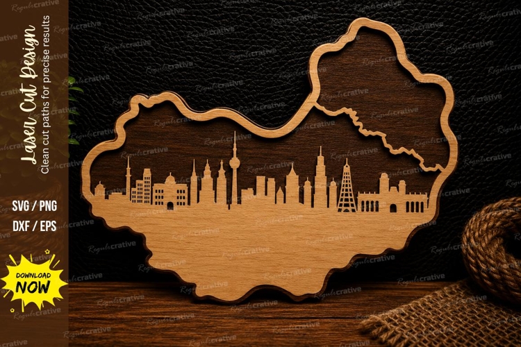 City Skyline Map Laser Cut SVG Design city map svg, skyline