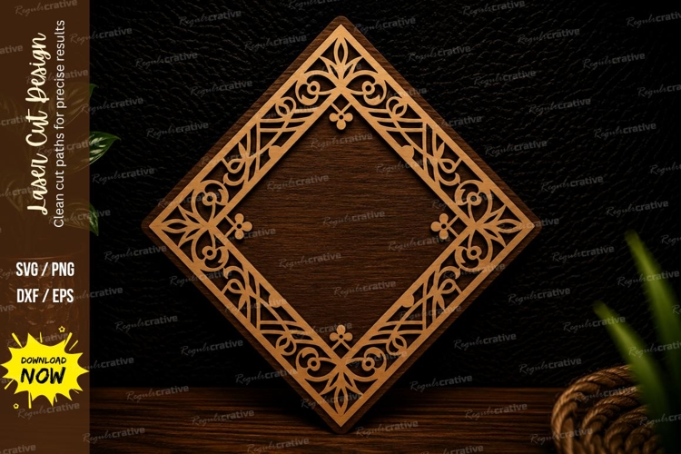 Elegant Diamond Frame Laser Cut SVG Design diamond frame svg