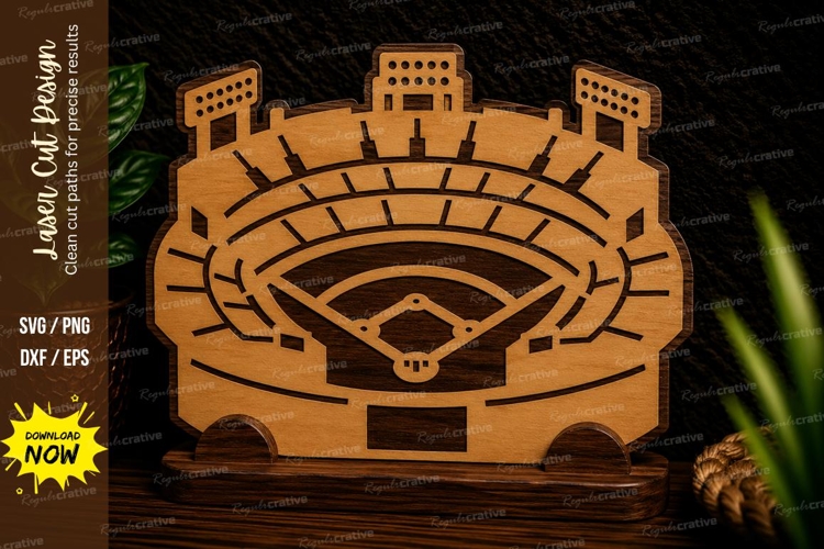 Baseball Stadium Laser Cut SVG Design baseball stadium svg,