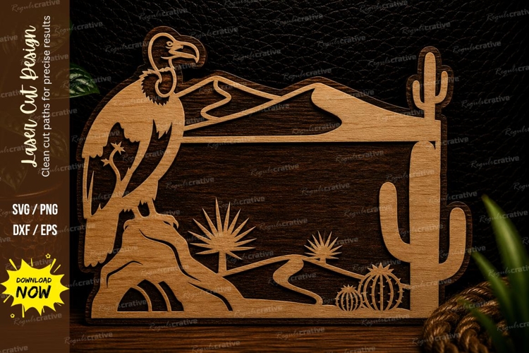 Desert Vulture Scene Laser Cut SVG Design desert svg, vultur